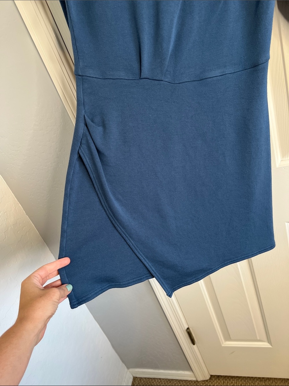 Anthropologie Daily Practice teal Long Sleeve Asymmetrical Mini Dress Size Small - Picture 5 of 10